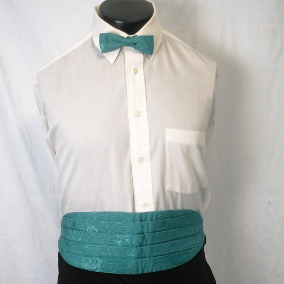 Youth - Teal Bow Tie and Cumberband Set - Picture 1 of 4